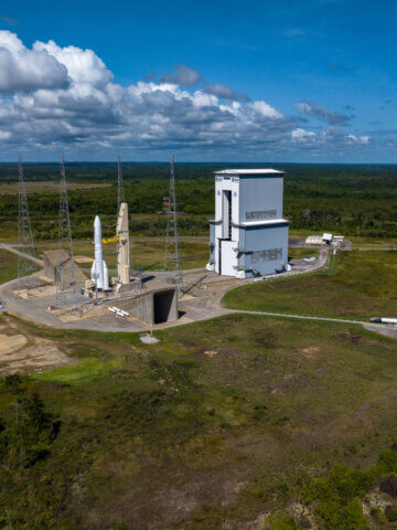 Ariane 6 launch zone with Sentinel-1D. Credit: ESA/CNES/Arianespace/ArianeGroup/Optique video du CSG–T. Leduc