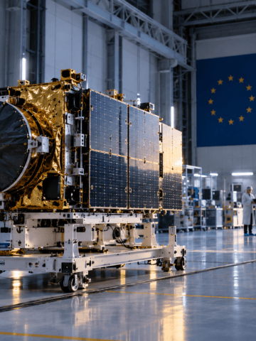 Europe has become adept at developing space technology. The next challenge is turning technological capability into customers, orders and sustainable commercial markets. Credit: SpaceWatch.Global / AI-generated image