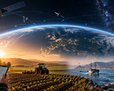 From navigation and weather forecasting to agriculture and maritime activities, space infrastructure supports everyday life in ways that often remain invisible to the public. Credit: SpaceWatch.Global / AI-generated image.