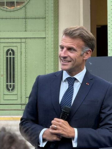 French President Macron at the International Space Summit, Credits: SpaceWatch.Global