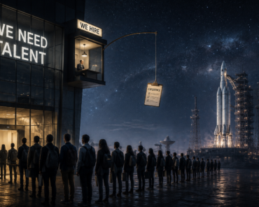 The space sector says it needs talent. But for many early-career professionals, getting through the door still means accepting low-paid or unpaid work, funding their own opportunities, and hoping that experience will eventually turn into a salary. Credit: SpaceWatchGL/AI Illustration