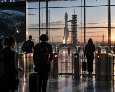 The space sector may look beyond borders, but access to its opportunities still depends heavily on which borders you are allowed to cross. Passports, visas and nationality requirements can determine who gets through the gate long before talent enters the equation. Credit: SpaceWatchGL/AI Illustrated