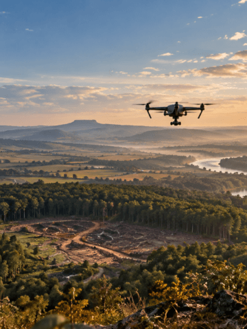 From orbit to air to ground: satellites can identify where change is happening, but turning an alert into a verified answer may require a much closer look. Credit: SpaceWatch.Global / AI-generated