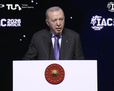 President Erdoğa during his opening speech at IAC 2026. Credit: Screenshot IAC 2026 Livestream